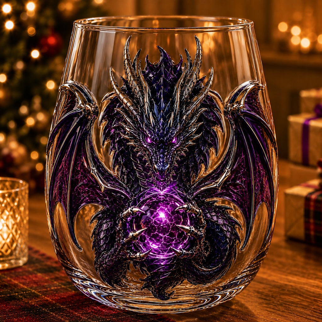 🐉Limited Edition 3D Mythic Dragon Glass Art Cup -✨Luxury Raised Fantasy Glassware for Whiskey, Home Bar Décor & Legendary Gifts 🎁