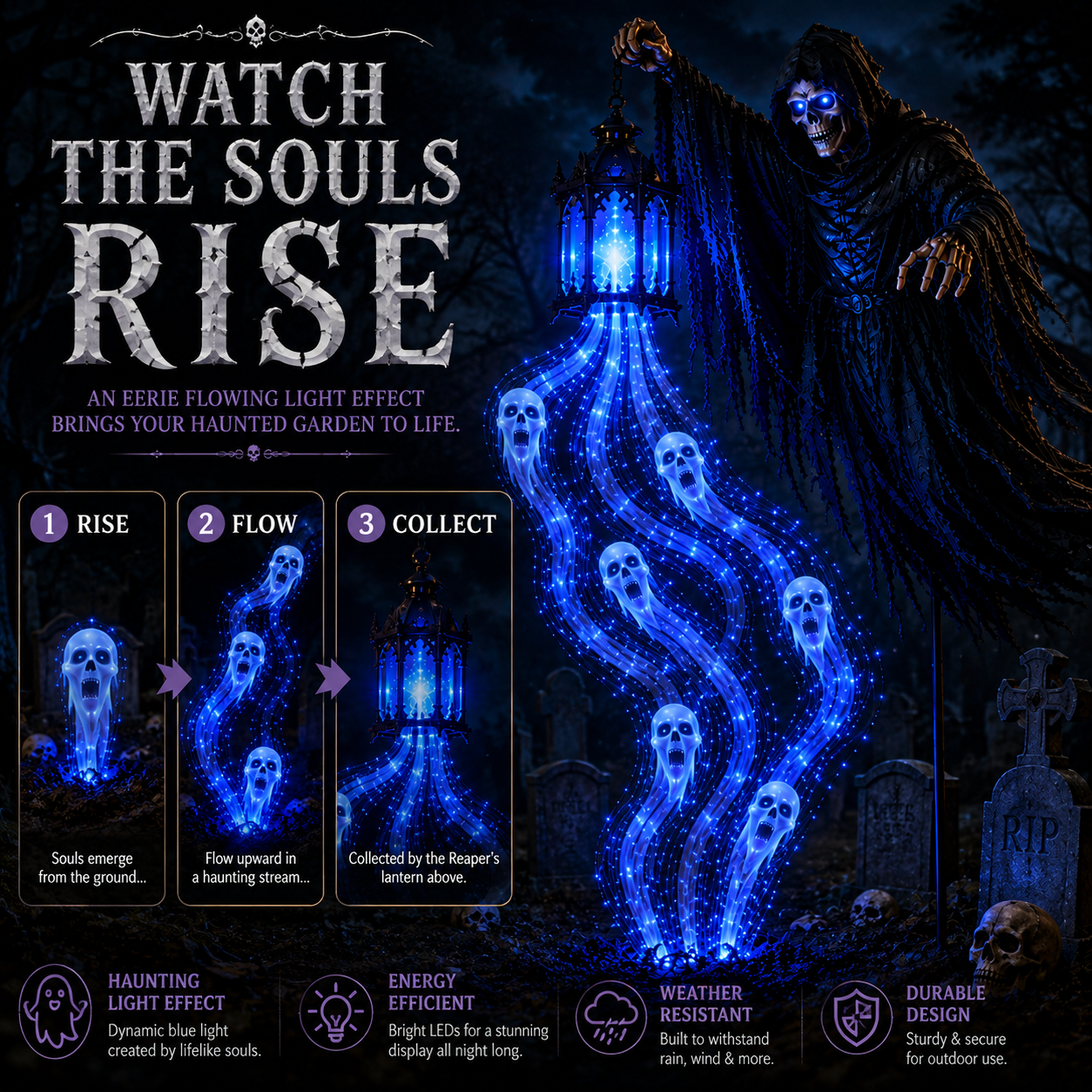 🔥Animated Halloween Soul Harvester Garden Light Collection💀