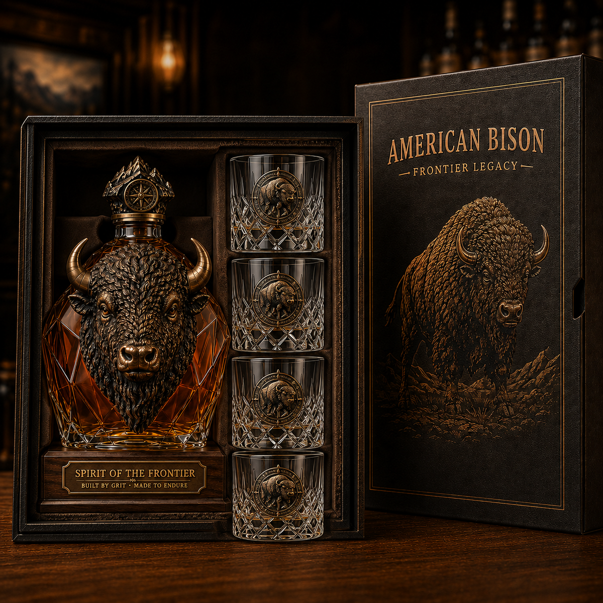 American Bison Frontier Legacy Whiskey Decanter Set🎁