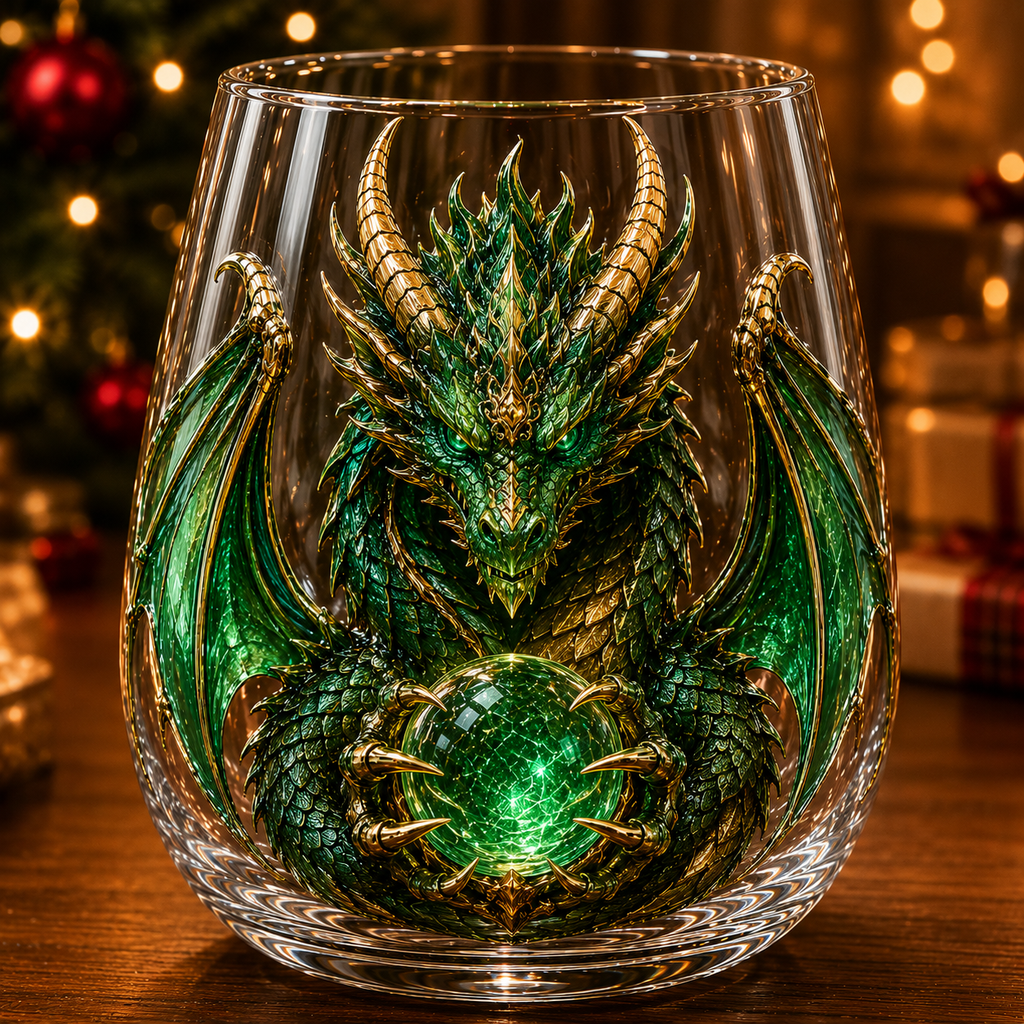 🐉Limited Edition 3D Mythic Dragon Glass Art Cup -✨Luxury Raised Fantasy Glassware for Whiskey, Home Bar Décor & Legendary Gifts 🎁