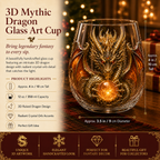 🐉Limited Edition 3D Mythic Dragon Glass Art Cup -✨Luxury Raised Fantasy Glassware for Whiskey, Home Bar Décor & Legendary Gifts 🎁
