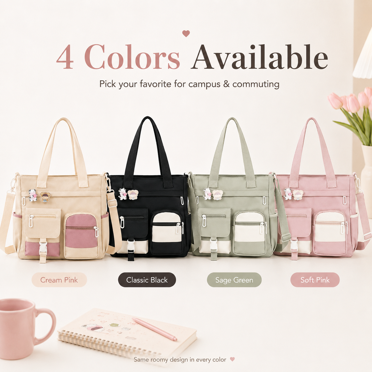 🎀LAST DAY 60% OFF👜Large Canvas Shoulder Bag – Perfect for College, Work & Daily Life