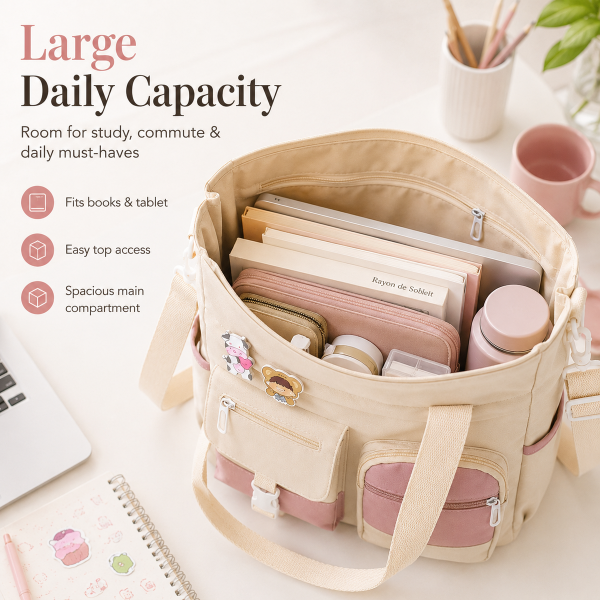 🎀LAST DAY 60% OFF👜Large Canvas Shoulder Bag – Perfect for College, Work & Daily Life