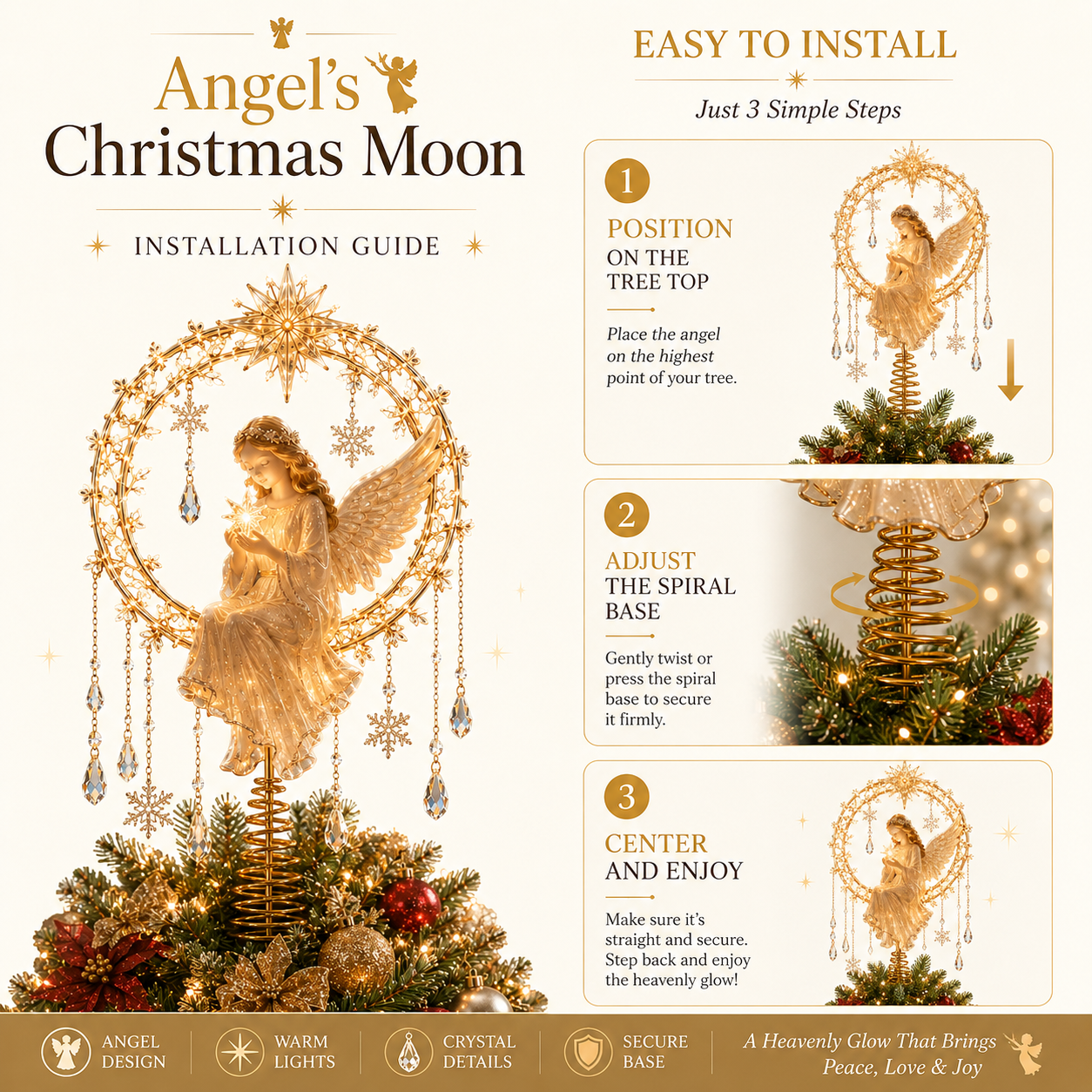 👼 Angel's Christmas Moon™ – A Heavenly Glow for Your Tree ✨
