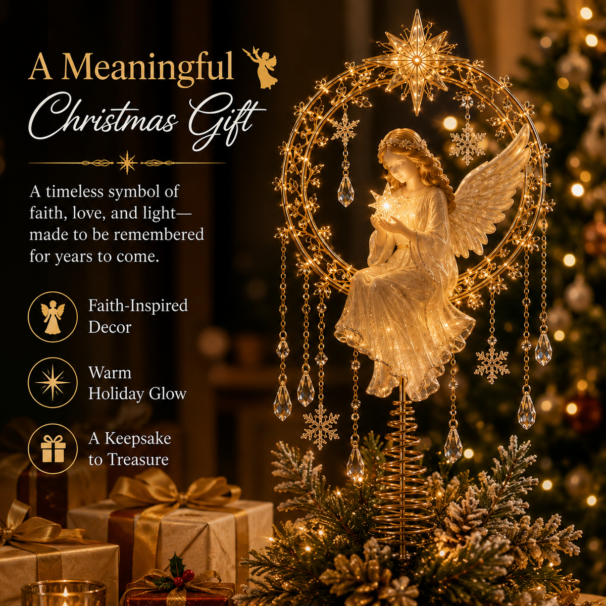 👼 Angel's Christmas Moon™ – A Heavenly Glow for Your Tree ✨