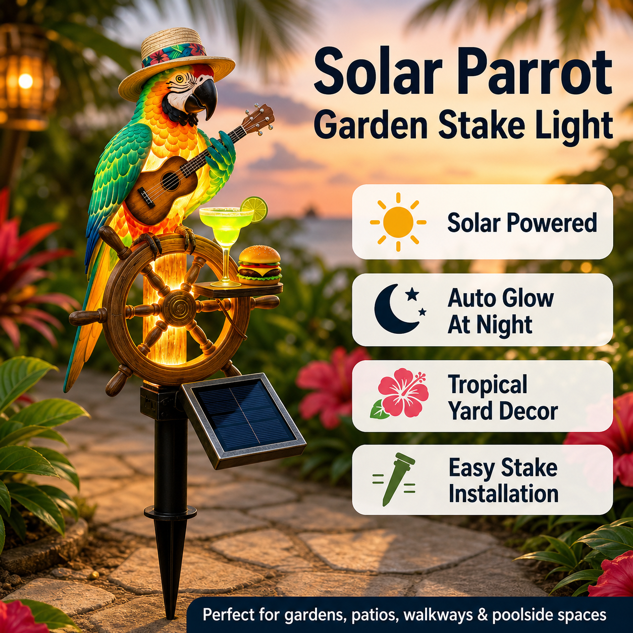 🔥Last Day 40% OFF Sola🔥-🌴Powered Parrot Garden Light/Jesus Garden Statue- "Welcome to Paradise"