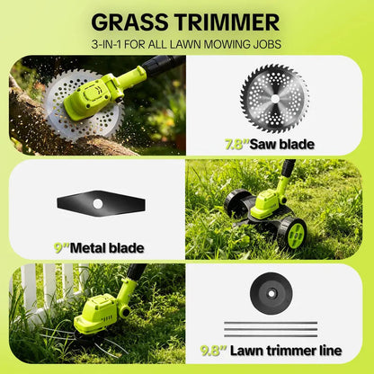 🌿 3-in-1 Cordless Grass Trimmer | Brushless Lawn Mower &amp; Edger for Yard Care