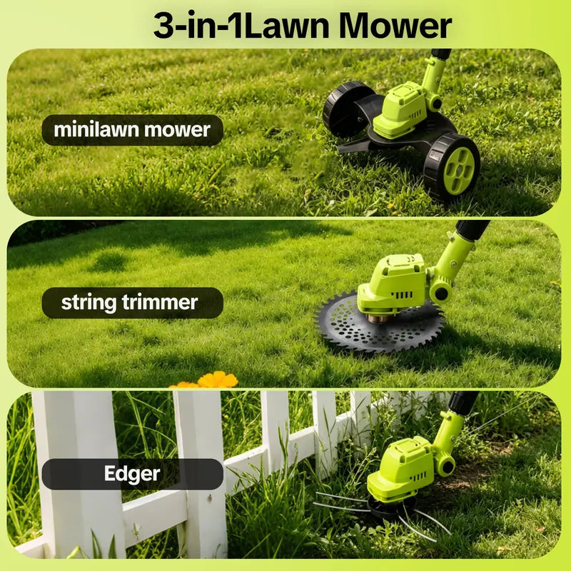 🌿 3-in-1 Cordless Grass Trimmer | Brushless Lawn Mower &amp; Edger for Yard Care