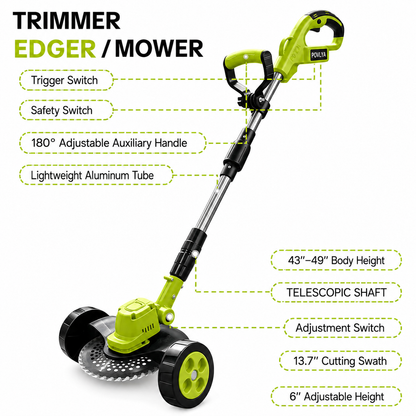 🌿 3-in-1 Cordless Grass Trimmer | Brushless Lawn Mower &amp; Edger for Yard Care