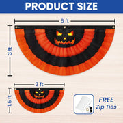 Halloween Scary Pumpkin Jack-o'-lanterns Non-Pleated Fan Flag