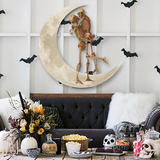Skeleton Couple  Kiss Halloween On The Moon Hanging Metal Sign Wall Sign