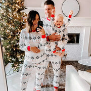 White snowflakes Print Matching Family Christmas Pajamas-Dog Pajamas Included