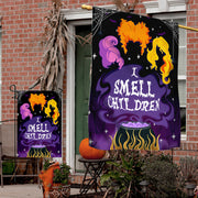 Three Witches Halloween I Smell Children Flag