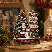 Personalized Acrylic Ornament with Santa, Snowman & Family Signpost, Unique Christmas Gift for Family