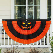 Halloween Scary Pumpkin Jack-o'-lanterns Non-Pleated Fan Flag
