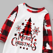 Red Plaid Christmas Tree Pattern Family Matching Pajamas Sets (with Pet's dog clothes)