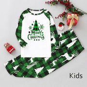 Green Plaid Christmas Tree Pattern Family Matching Pajamas Sets (with Pet's dog clothes)
