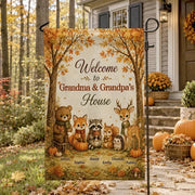 Welcome to Grandma & Grandpa's House Personalized Garden Flag, Autumn Forest Creative Gift for Grandparents
