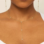 Lariat CZ Station Necklace