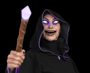 Light-Up Hovering Witch with Broom & Wand Halloween Animatronic Decoration
