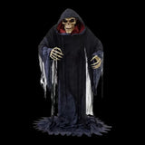 Rising Skeleton Reaper in Hooded Cloak Halloween Animatronic Decoration