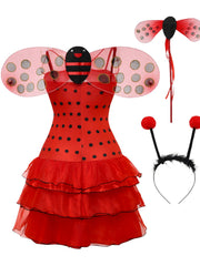 Red 1950s Ladybug Halloween Costume Dress Set