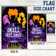 Three Witches Halloween I Smell Children Flag