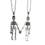 Magnetic Skeleton Couple Halloween Necklaces