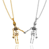 Magnetic Skeleton Couple Halloween Necklaces