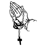 Praying Hands Rosary Cross Car Window Decal