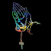 Praying Hands Rosary Cross Car Window Decal