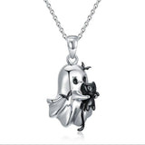 Cute Ghost Black Cat Pendant Necklace