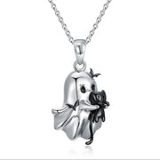 Cute Ghost Black Cat Pendant Necklace