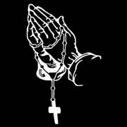 Praying Hands Rosary Cross Car Window Decal