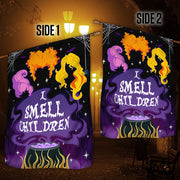 Three Witches Halloween I Smell Children Flag