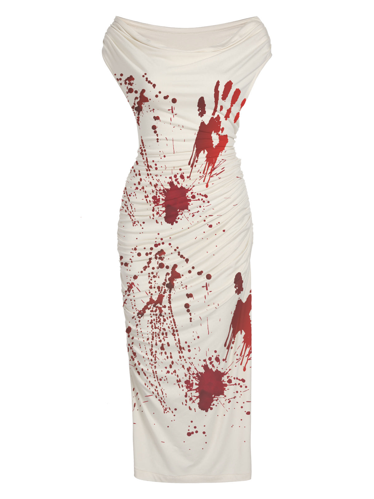 [Pre-Sale] White 1960s Halloween Blood Pencil Dress