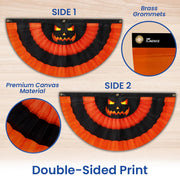 Halloween Scary Pumpkin Jack-o'-lanterns Non-Pleated Fan Flag