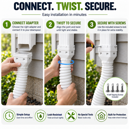 🏡 Flexible Rain Gutter Downspout Extension Kit  – Adjustable 22-63 Drain Pipe with Leaf Filter for Foundation Protection