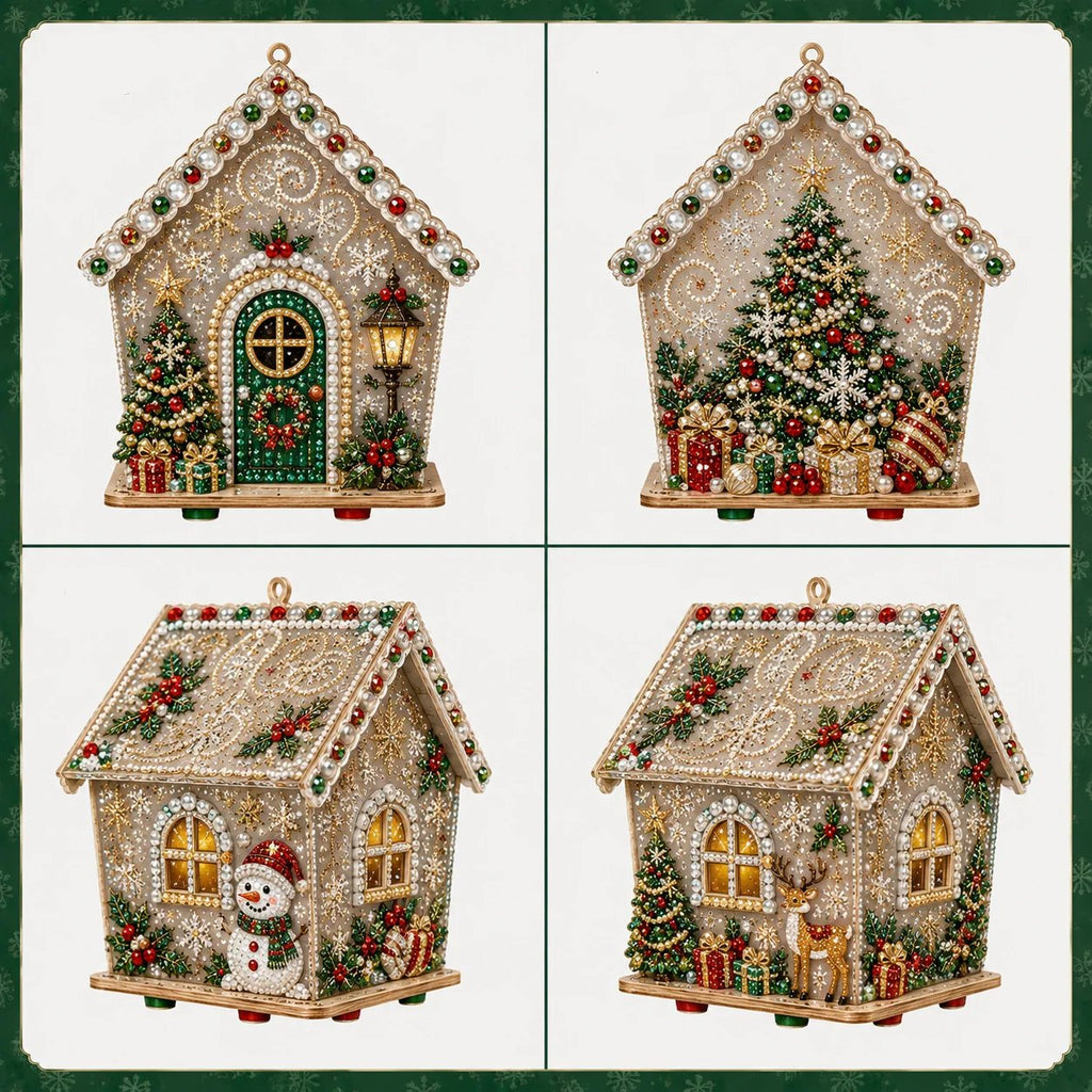 🧩Beginner-Friendly Diamond Painting Assembly-🔥3D Wooden House Rhinestone Diamond Art DIY Kit - Christmas Collection