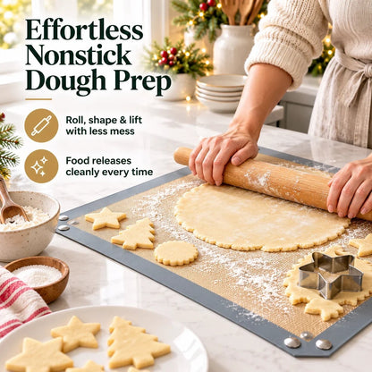 ⏰LAST DAY 50% OFF -Snap-Lock Silicone Baking Mat -2in-1 Nonstick Oven Liner & RaisedEdge Roasting Mat