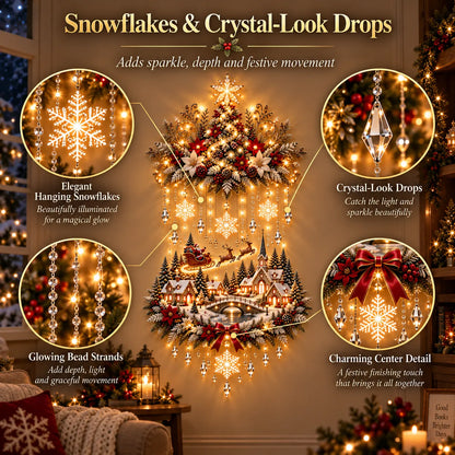 🎄 Illuminated Christmas Tree & Village Wall Hanging | Cascading Warm Lights for Living Rooms. Entryways & Staircases ✨