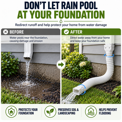 🏡 Flexible Rain Gutter Downspout Extension Kit  – Adjustable 22-63 Drain Pipe with Leaf Filter for Foundation Protection