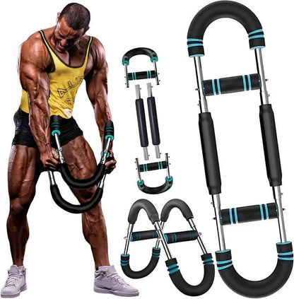 Adjustable weight bar for arm trainers, arm and torso strength training equipment, portable training device for home gyms and fitness