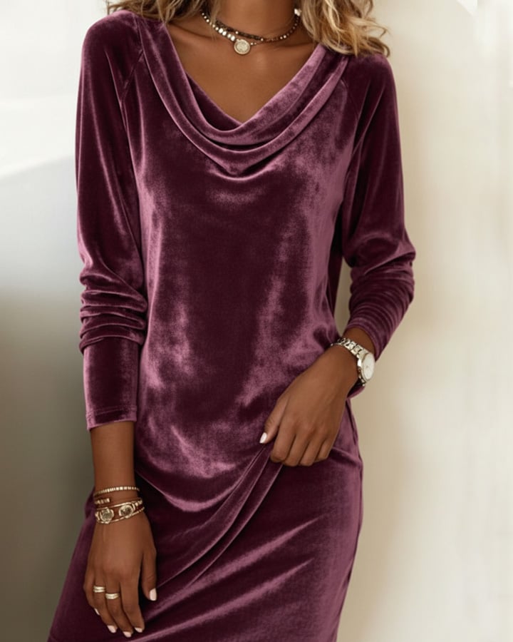 The Fall/Winter Daily Gem: Fashionable Cowl Neck Dress. Warm & Chic