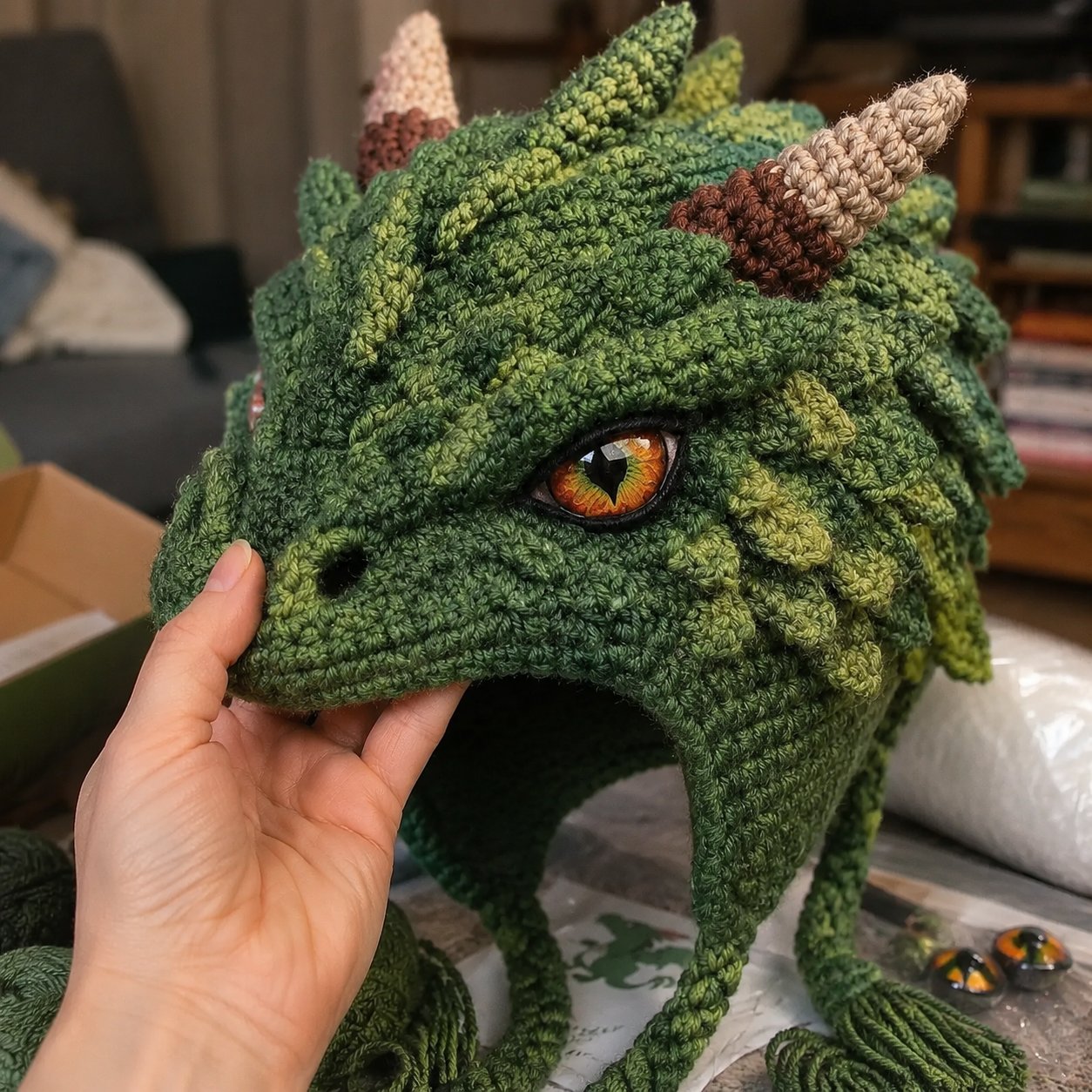 🐉✨ Fantasy Hood Hat DIY Crochet Kit | Premium Soft Yarn Materials with Step-by-Step Guide DIY Handmade Wearable Character Hood 🧶🎭