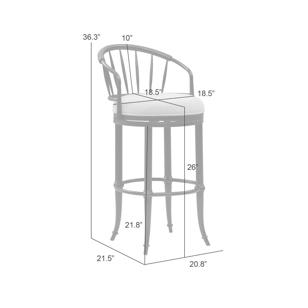 Luther - Commercial Grade Steel Frame Fabric Upholstered Swivel Counter Height Barstool