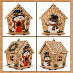 🧩Beginner-Friendly Diamond Painting Assembly-🔥3D Wooden House Rhinestone Diamond Art DIY Kit - Christmas Collection