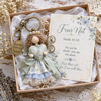 🪽 Faith Guardian Keychain Scripture Gift Set Collection | Layered Fabric Charm. Inspirational Scripture Card & Ready-to-Gift Box Included 💕