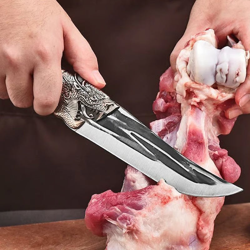 🔪Bone-cutting knife with dragon decoration and scabbard🍽️