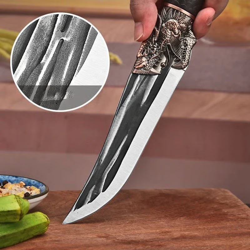 🔪Bone-cutting knife with dragon decoration and scabbard🍽️